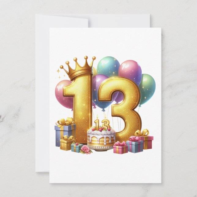 Golden 13th Birthday Invitation (Front)