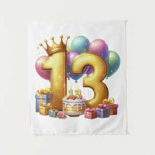 Golden 13th Birthday Tapestry