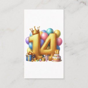 Golden 14th Birthday Business Card