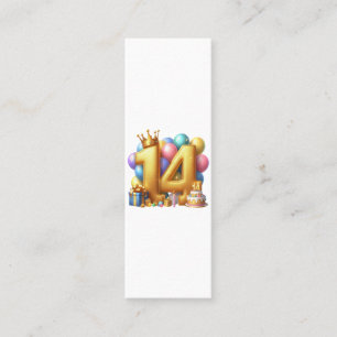 Golden 14th Birthday Calling Card