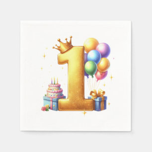 Golden 1st Birthday Napkin