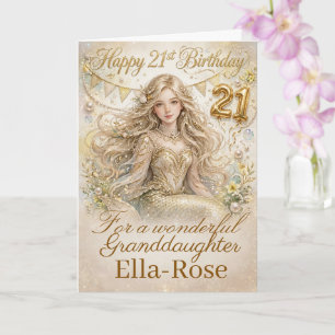 Golden 21st Birthday – Granddaughter Celebration Card
