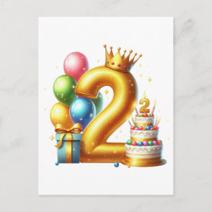 Golden 2nd Birthday Holiday Postcard