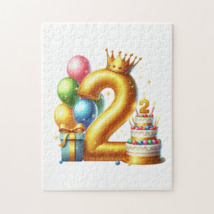 Golden 2nd Birthday Jigsaw Puzzle