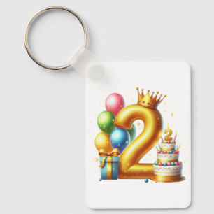 Golden 2nd Birthday Key Ring