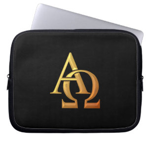 Golden "3-D" Alpha and Omega Symbol Laptop Sleeve