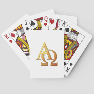 Golden "3-D" Alpha and Omega Symbol Playing Cards