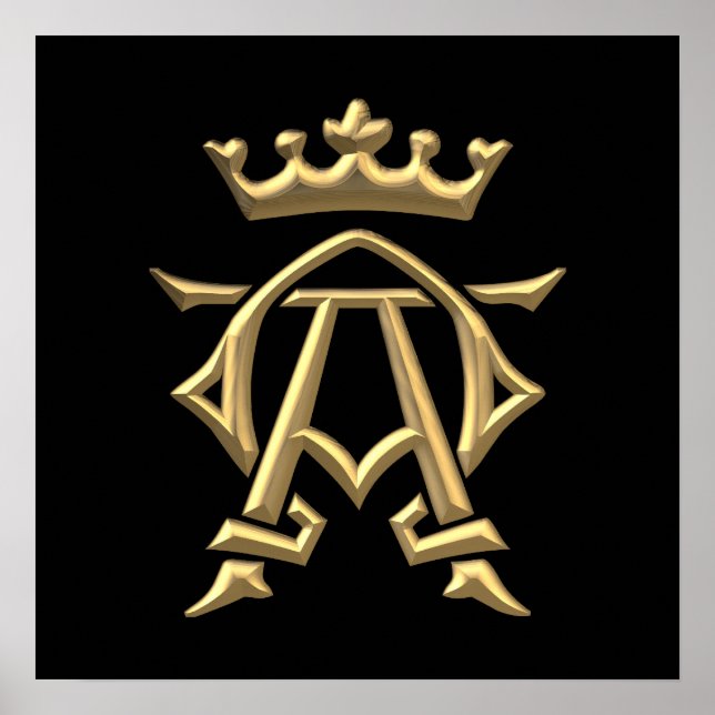 Golden "3-D" Alpha and Omega w/Crown Symbol Poster (Front)