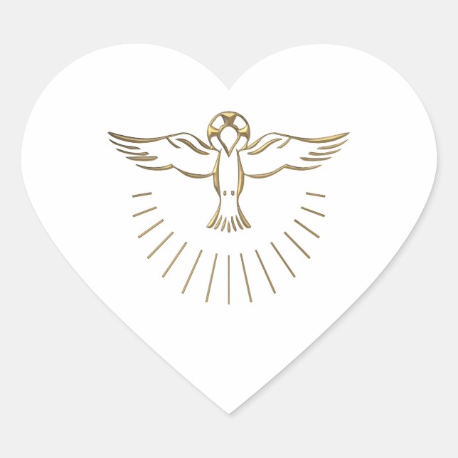 Golden "3-D" Ascent of The Holy Spirit Heart Sticker (Front)