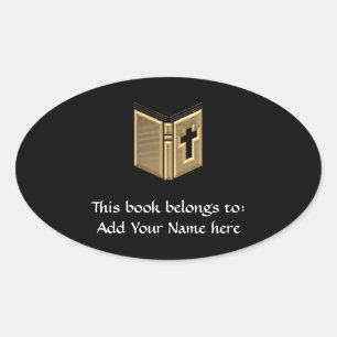 Golden "3-D" Bible / Prayerbook / Hymnal Oval Sticker