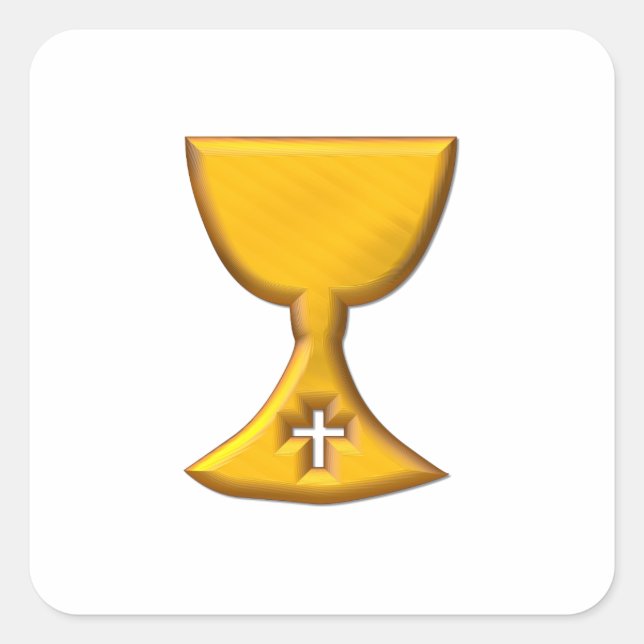 Golden "3-D" Chalice Square Sticker (Front)