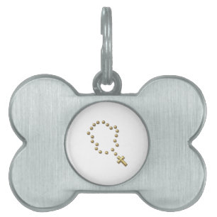Golden "3-D" Chaplet or Rosary Pet ID Tag