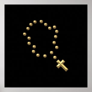 Golden "3-D" Chaplet or Rosary Poster