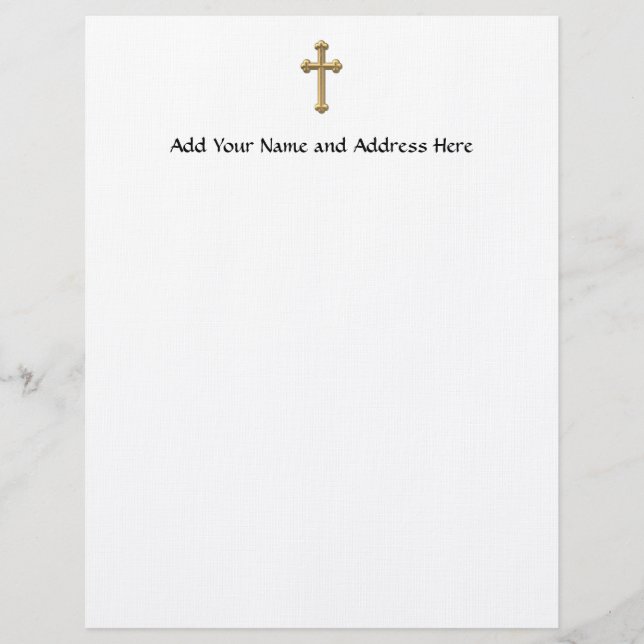 Golden "3-D" Cross 2 Customised Letterhead (Front)