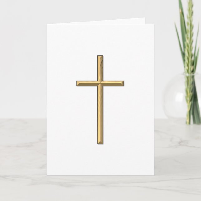 Golden "3-D" Cross Holiday Card (Front)