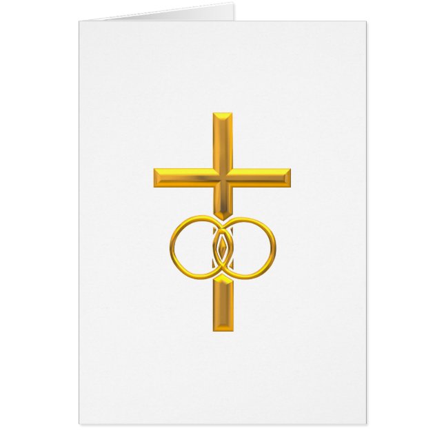 Golden 3-D Cross with Wedding Rings (Front)