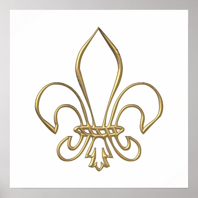 Golden "3-D" Fleur-de-lis Poster (Front)