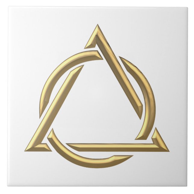 Golden "3-D" Holy Trinity Symbol Ceramic Tile (Front)