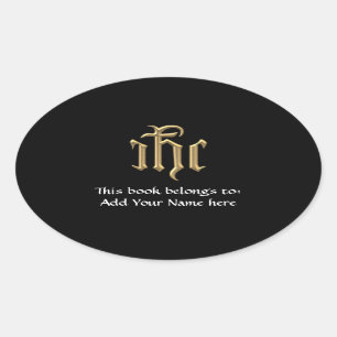 Golden "3-D" IHC Oval Sticker