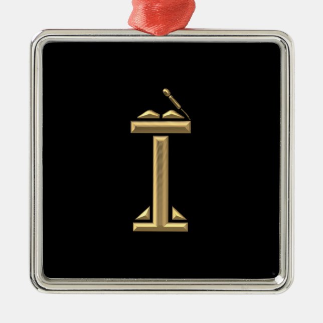 Golden "3-D" Lectern Metal Tree Decoration (Front)