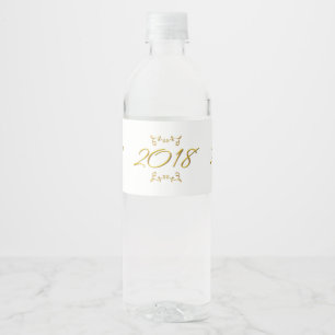 Golden 3-D Look 2018  Water Bottle Template Label