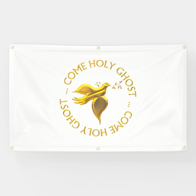 Golden  3-D Look Come Holy Ghost - Holy Spirit Banner (Horizontal)