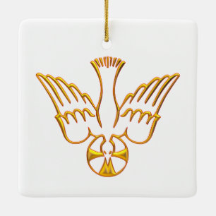 Golden 3-D Look Descent of Holy Spirit Ceramic Tree Decoration