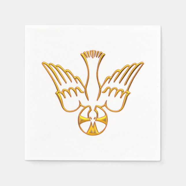 Golden 3-D Look Descent of Holy Spirit Napkin (Front)