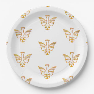 Golden 3-D Look Descent of Holy Spirit Paper Plate