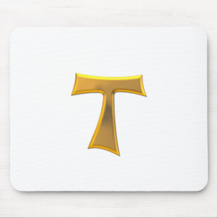 Golden 3-D Look Franciscan Tau Cross Mouse Pad