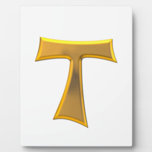 Golden 3-D Look Franciscan Tau Cross Plaque