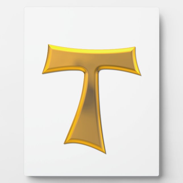 Golden 3-D Look Franciscan Tau Cross Plaque (Front)