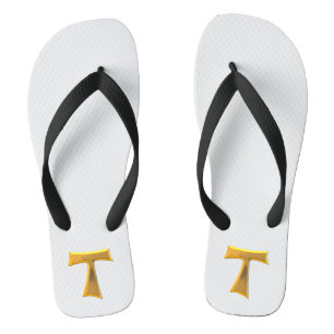 Golden 3-D Look Franciscan Tau Cross Thongs