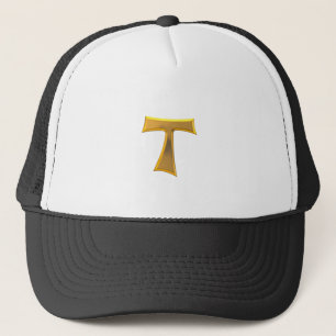 Golden 3-D Look Franciscan Tau Cross Trucker Hat