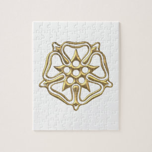 Golden "3-D" Rose Symbol Jigsaw Puzzle