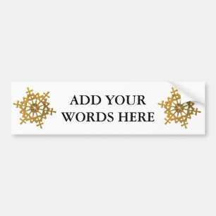 Golden "3-D" Snowflake Bumper Sticker