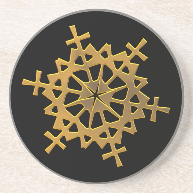 Golden "3-D" Snowflake Coaster (Front)