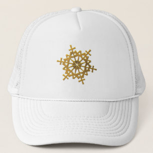 Golden "3-D" Snowflake Trucker Hat