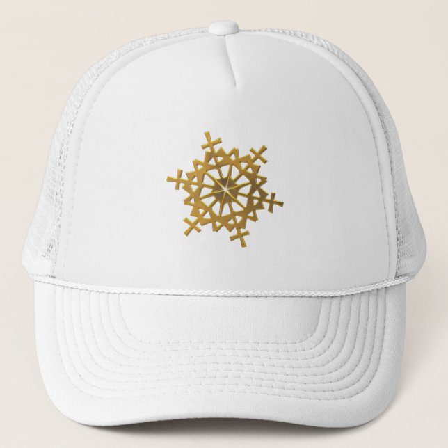 Golden "3-D" Snowflake Trucker Hat (Front)
