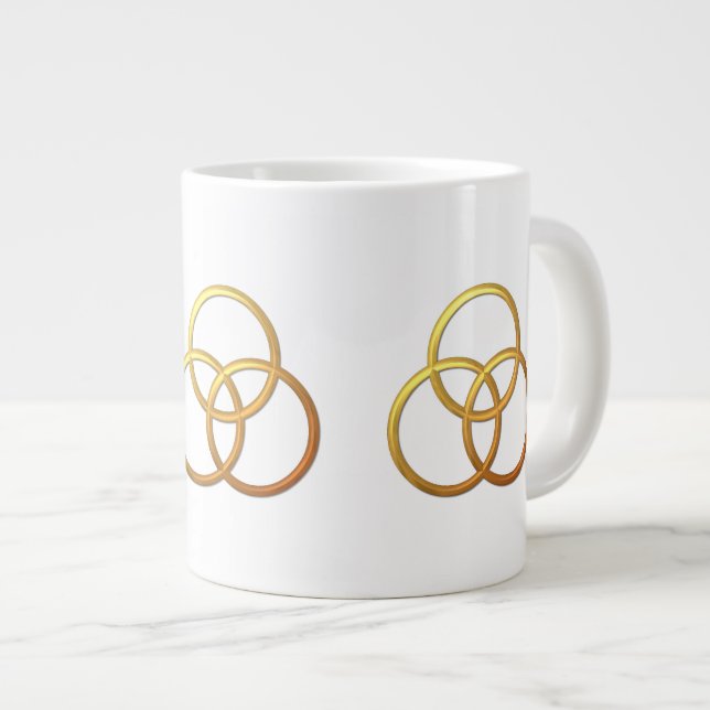 Golden "3-D" Trinity Symbol Large Coffee Mug (Front Right)