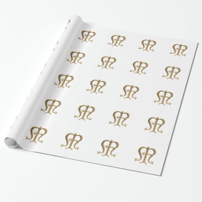 Golden "3-D" Virgin Mary Symbol Wrapping Paper (Unrolled)