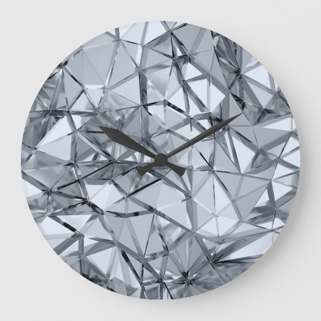 Golden 3D Metal: Geometric Background Large Clock (Front)