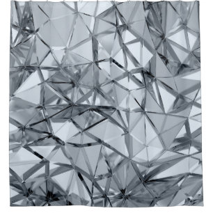 Golden 3D Metal: Geometric Background Shower Curtain