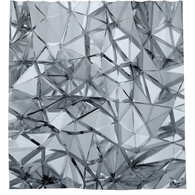 Golden 3D Metal: Geometric Background Shower Curtain (Front)