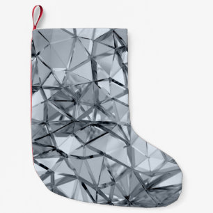 Golden 3D Metal: Geometric Background Small Christmas Stocking