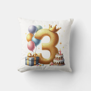 Golden 3rd Birthday Cushion