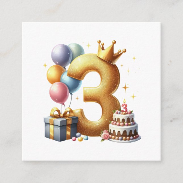 Golden 3rd Birthday Enclosure Card (Front)