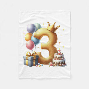 Golden 3rd Birthday Fleece Blanket