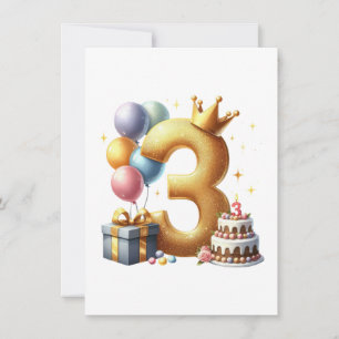 Golden 3rd Birthday Invitation