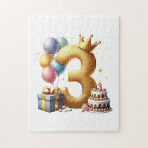 Golden 3rd Birthday Jigsaw Puzzle